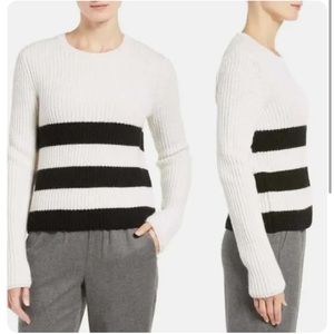 Equipment Wool Blend Black and Cream Stripped Sweater